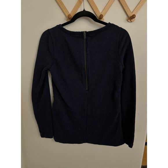 J.Crew Sweatshirt Women's Small Navy Long Sleeve Fleece Pullover Round Neck - Picture 5 of 9